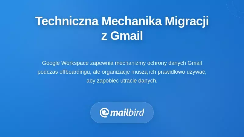 Panel administracyjny przestrzeni roboczej Gmail wyświetlający opcje transferu i archiwizacji danych e-mail