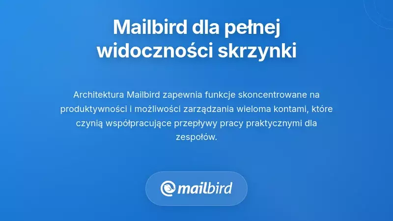 Interfejs klienta poczty Mailbird pokazujący funkcje widoczności skrzynki odbiorczej dla zespołów