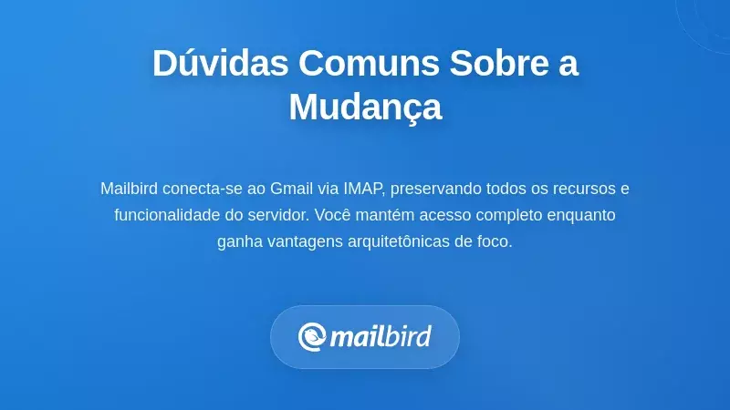 Interface do cliente de email de secretária a mostrar a caixa de entrada organizada e funcionalidades de produtividade