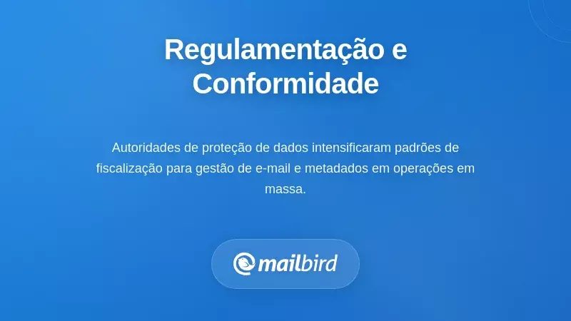 Diagrama da estrutura de conformidade regulamentar mostrando o GDPR e os requisitos de proteção de dados para manuseio de emails em massa