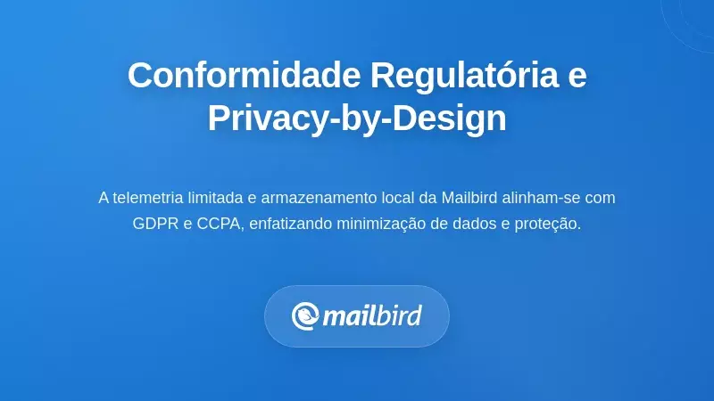 Estrutura de privacidade por design mostrando conformidade com GDPR na aplica&ccedil;&atilde;o de email Mailbird