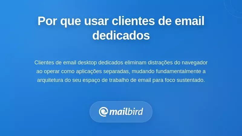 Espaço de trabalho de cliente de email dedicado no ambiente de trabalho a melhorar a concentração em comparação com as separadores do navegador