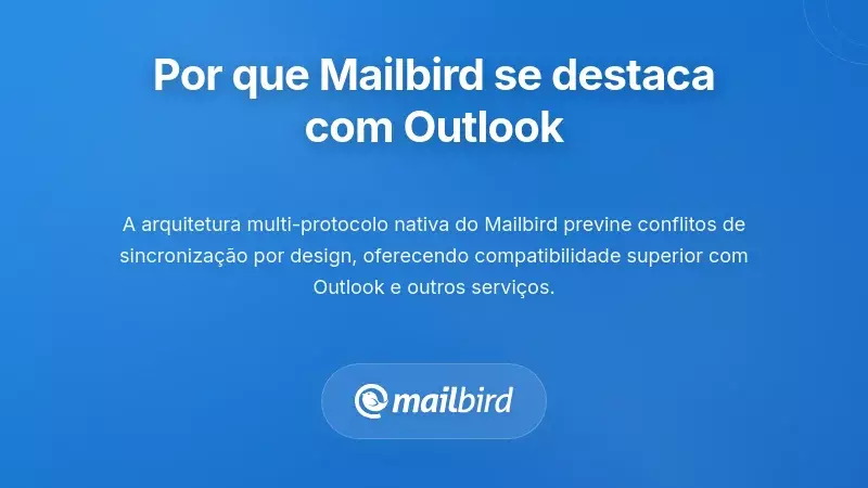 Interface do Mailbird a gerir v&aacute;rias contas Outlook com funcionalidades avan&ccedil;adas de sincroniza&ccedil;&atilde;o