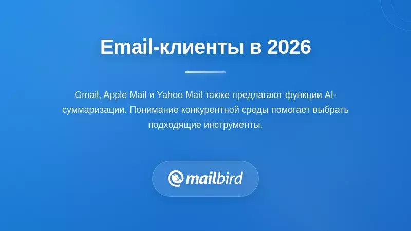 Сравнительная диаграмма почтовых клиентов с функциями суммирования электронной почты с ИИ на разных платформах в 2026 году