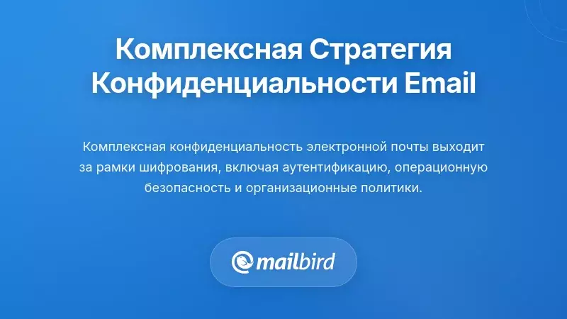Диаграмма комплексной стратегии конфиденциальности электронной почты, показывающая шифрование, аутентификацию и меры безопасности