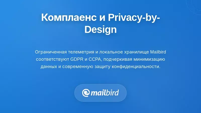 Концепция privacy-by-design, показывающая соответствие Mailbird требованиям GDPR в почтовом приложении