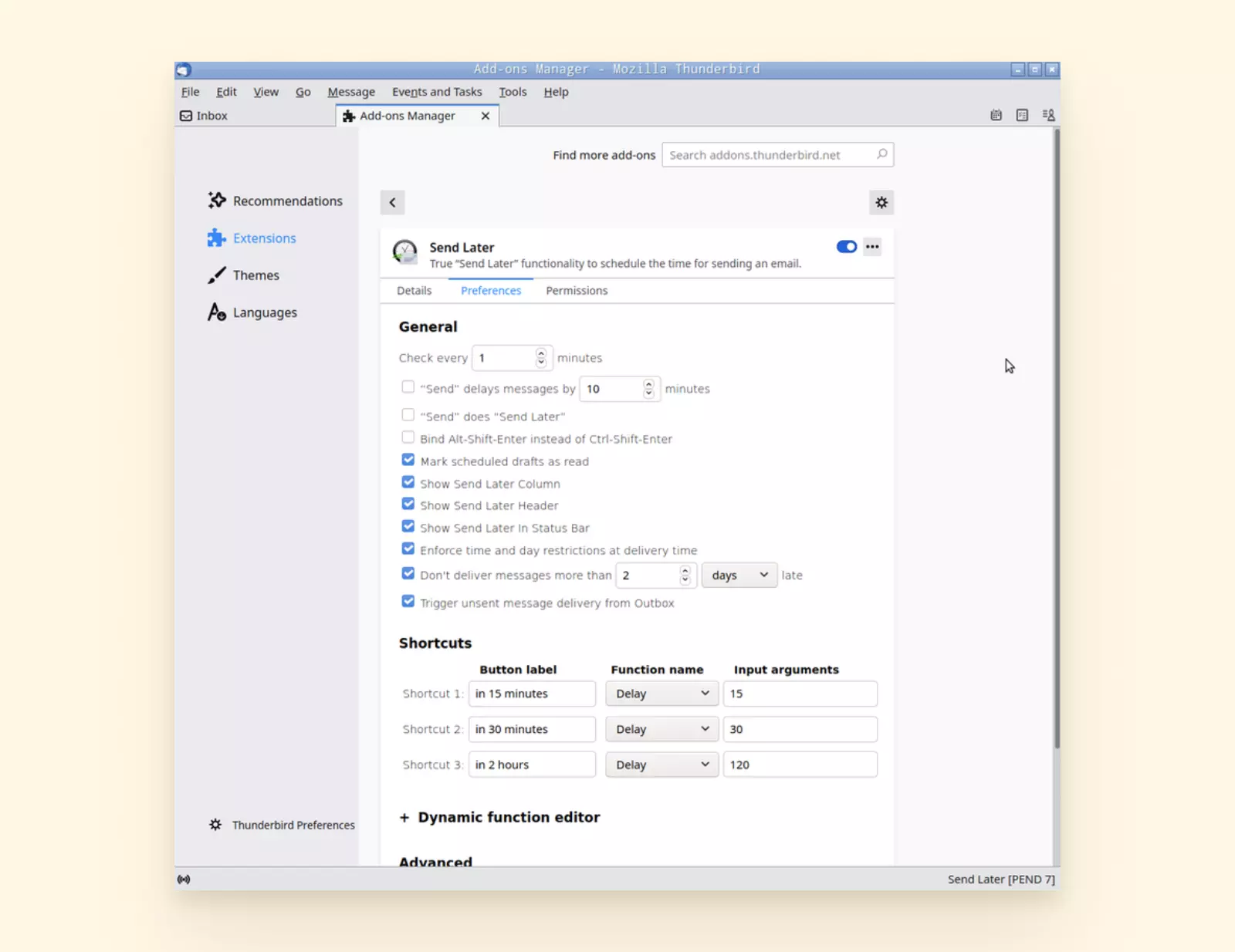 Thunderbird Send Later Add-On