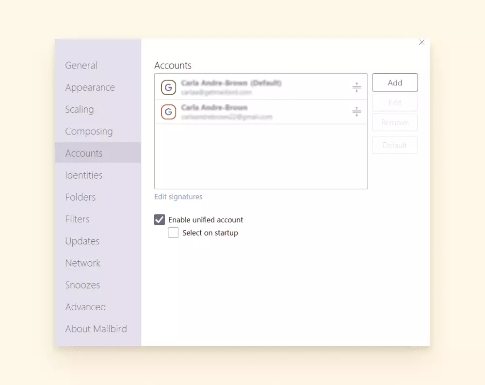 A screenshot of the account settings in microsoft outlook.