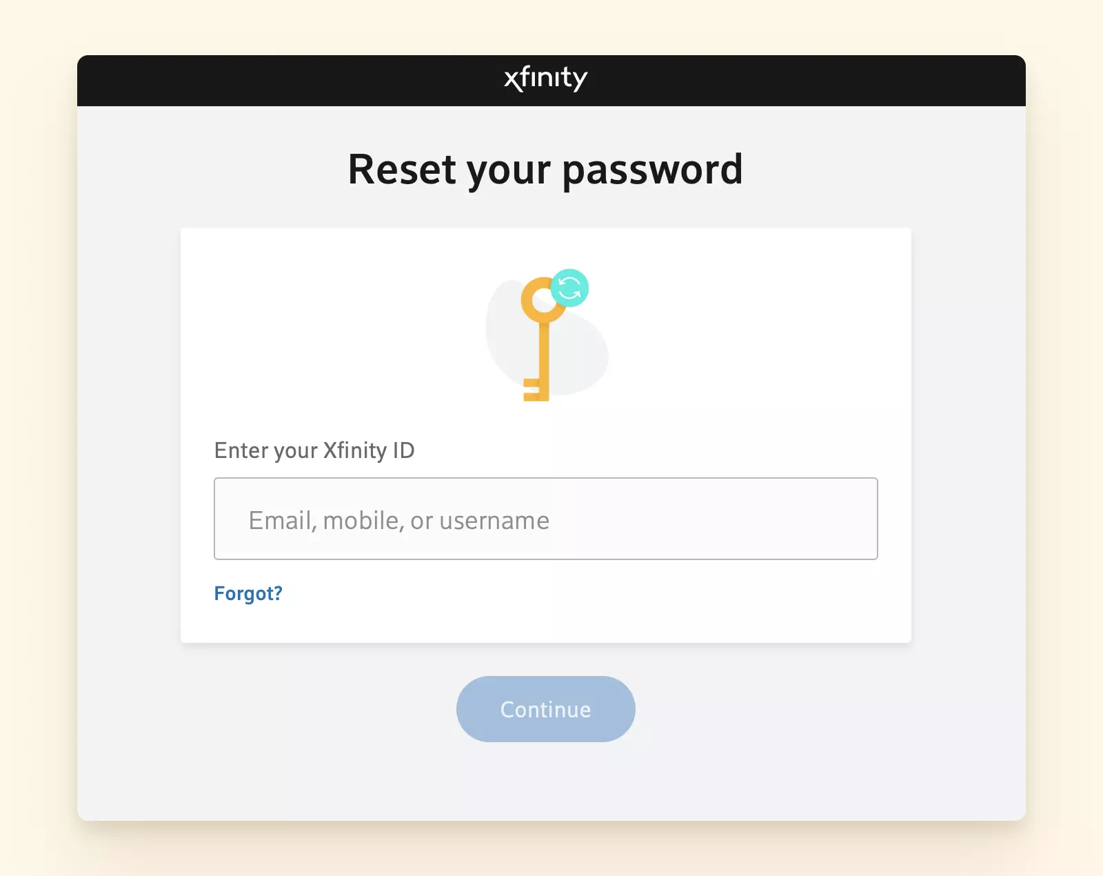 Resetting your xfinity password