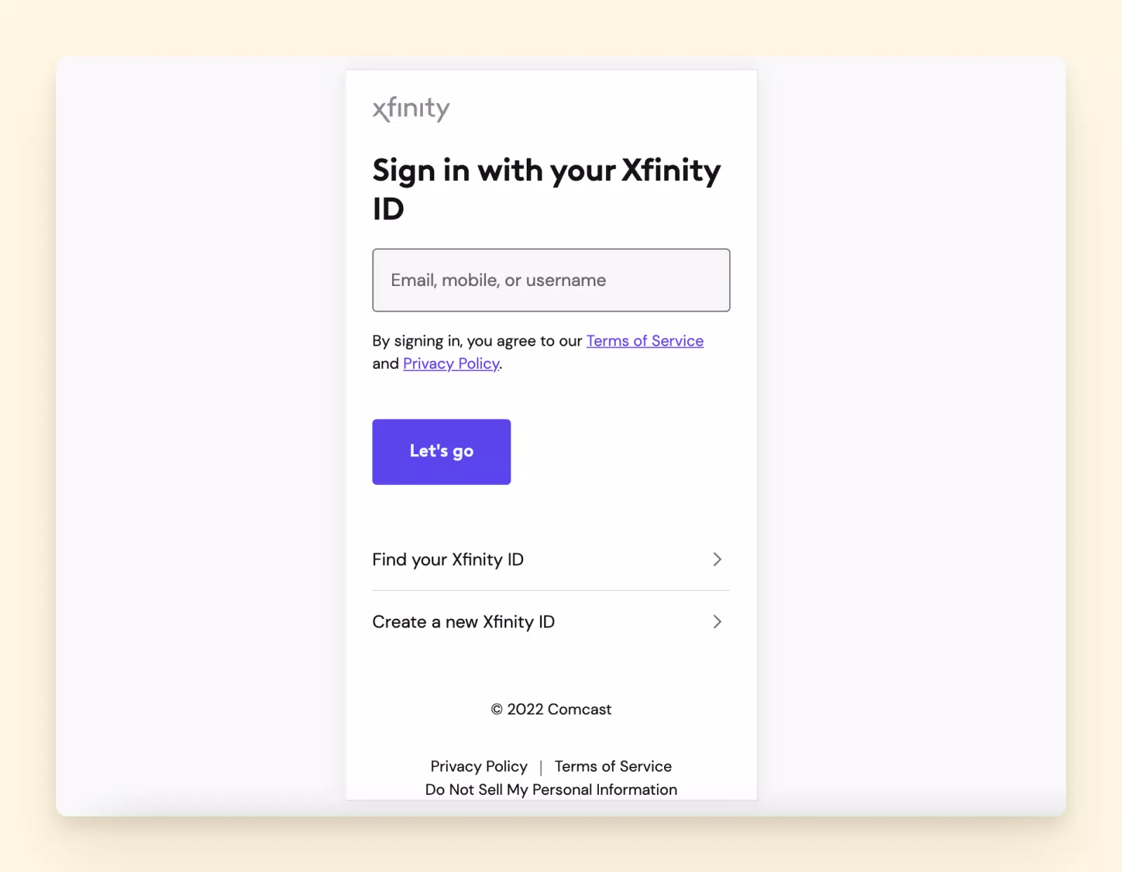 Login to xfinity