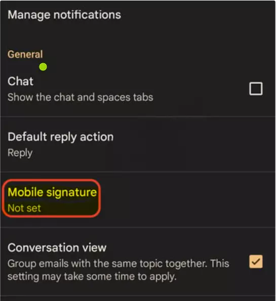 Mobile signature section