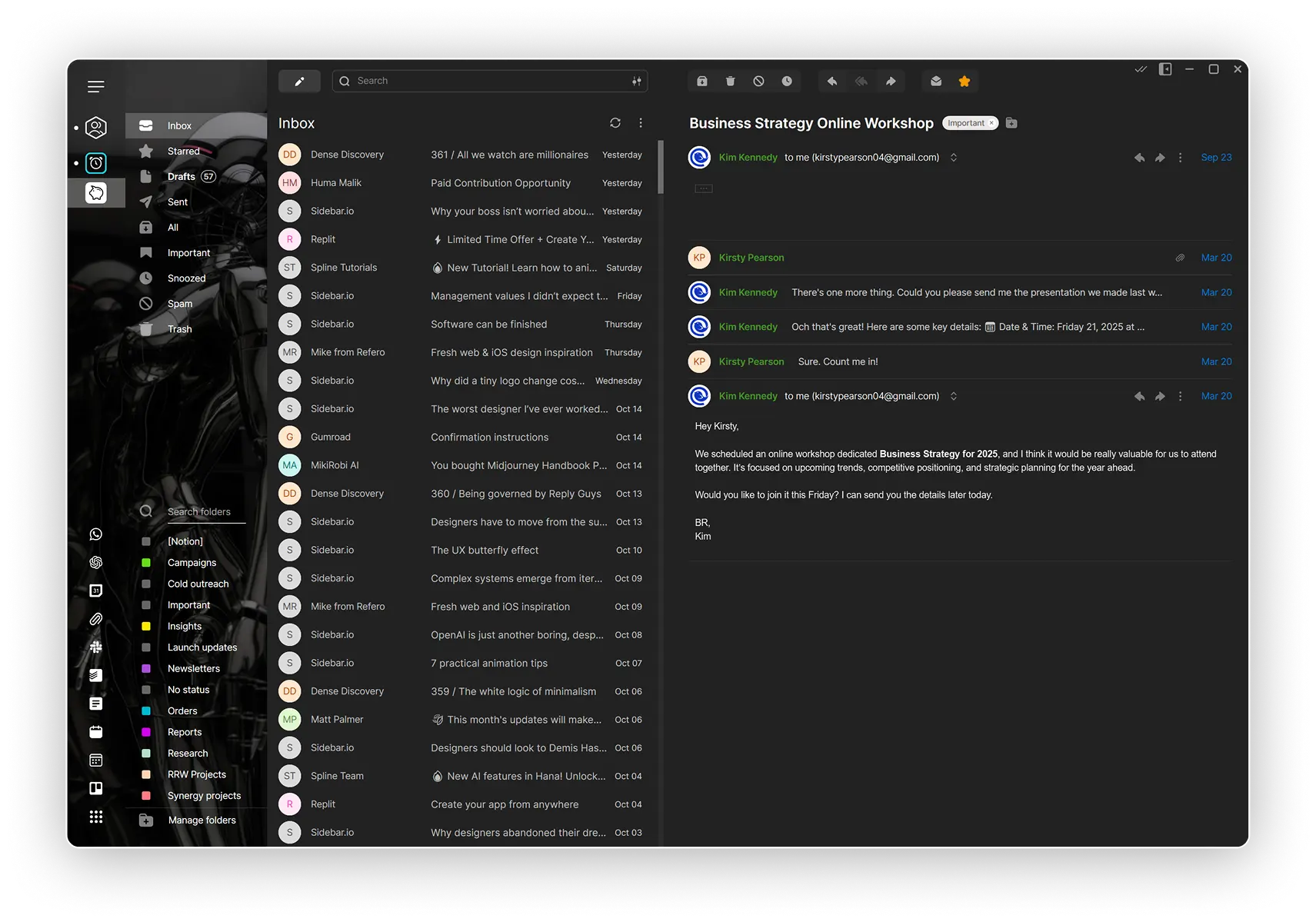 Email app screenshot