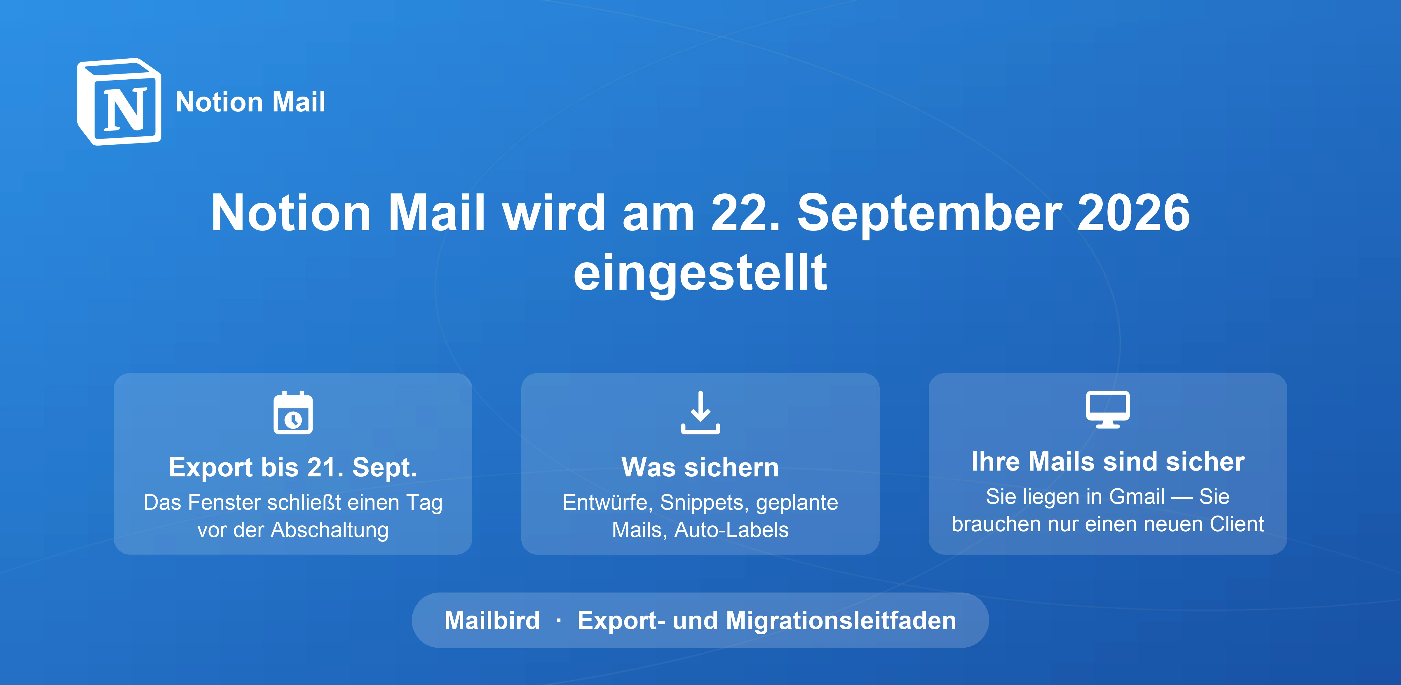 Notion Mail-Abschaltung September 2026: Kompletter Datenexport-Leitfaden und Mailbird-Migrationsweg