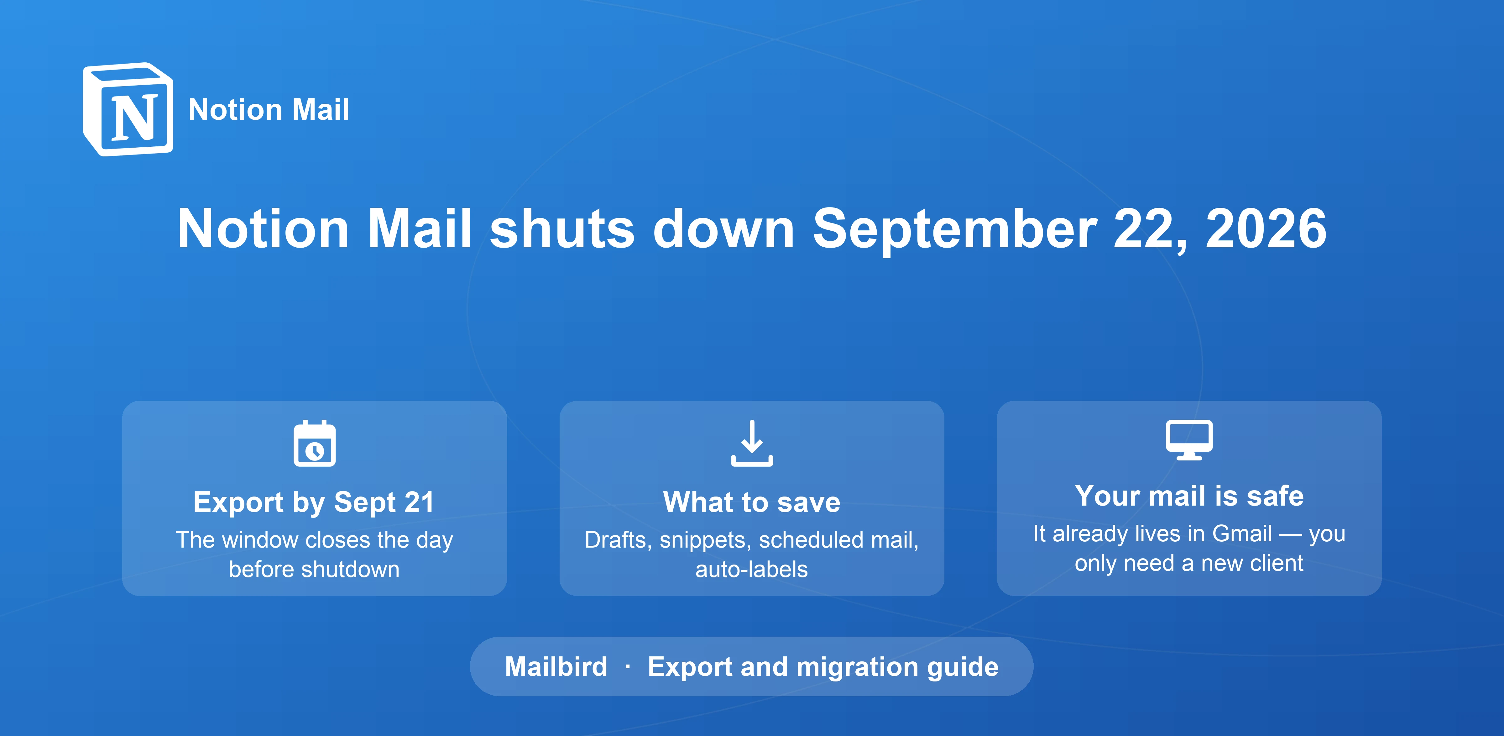 Notion Mail Shutdown September 2026: Complete Data Export Guide and Mailbird Migration Path