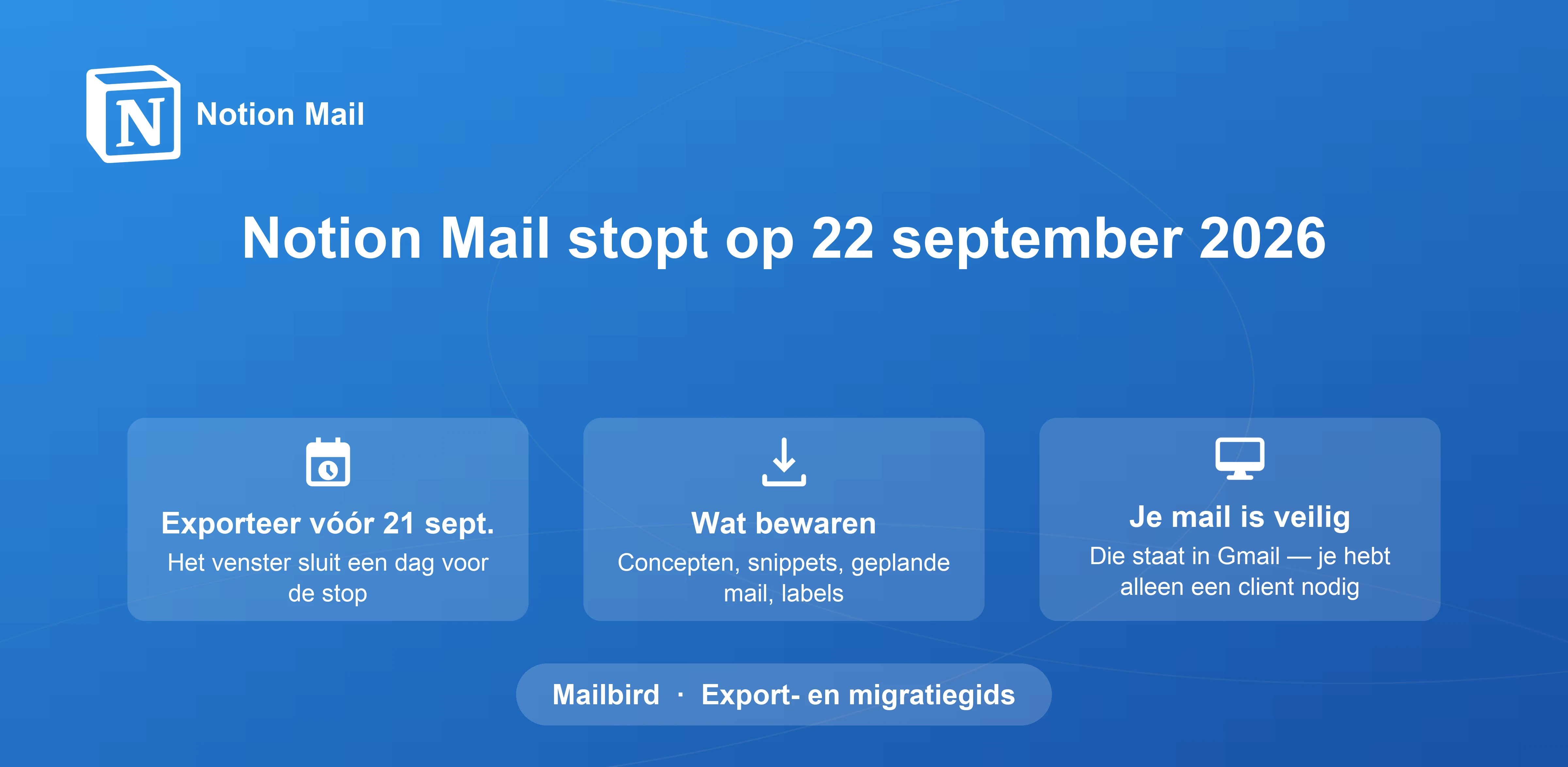 Notion Mail sluit in september 2026: Complete gegevens export gids en Mailbird migratiepad