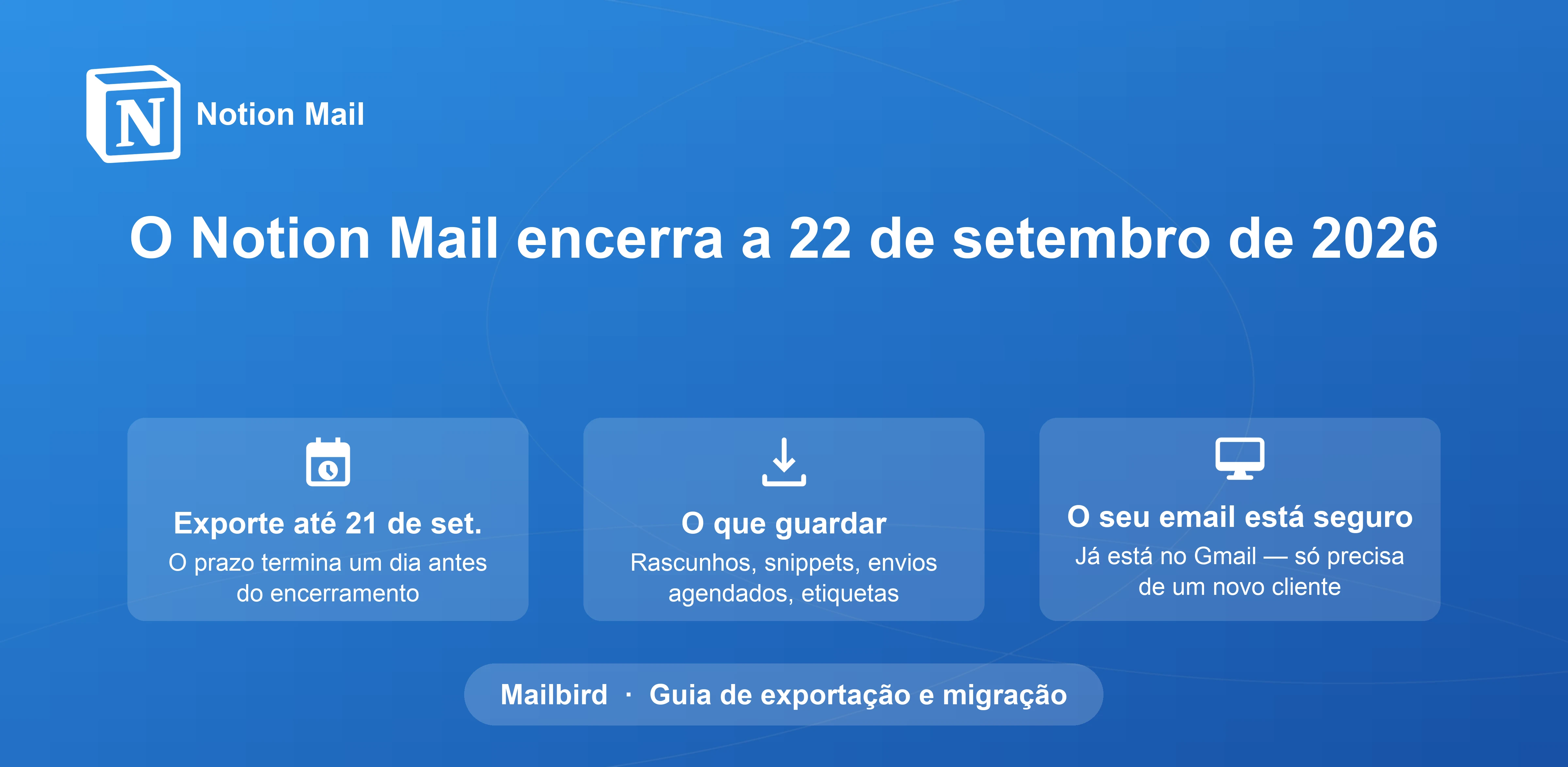 Encerramento do Notion Mail em setembro de 2026: Guia Completo de Exportação de Dados e Caminho de Migração para o Mailbird