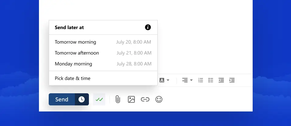 Plan e-mails die later automatisch worden verzonden wanneer u Talk21.com gebruikt.