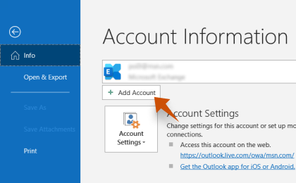 Passo 2: Passo 2: per configurare Jyde.dk in Outlook, fare clic su Aggiungi account.