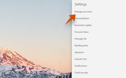 Paso 2: Paso 2: Para configurar Blu.it en Windows Mail, haga clic en Administrar cuentas