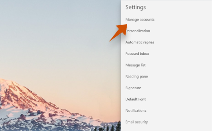 Step 2: Step 2: To configure Sky.com on Windows Mail, Click on Manage accounts