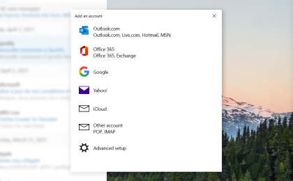 Etapa 4: Passo 4: Para configurar Airmail.net no Windows Mail, clique em Advanced Setup (Configuração avançada)