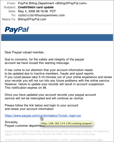 Paypal Fishing Mail