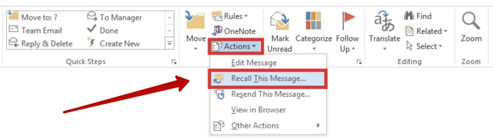 recall an email in outlook 2013