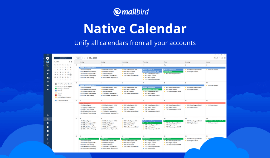 Mailbird native productivity calendar
